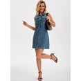 thumbnail image 3 of DARING DIVA Women's Sleeveless Collared Button Down Short Jean Dress 2XL Grey Blue, 3 of 7