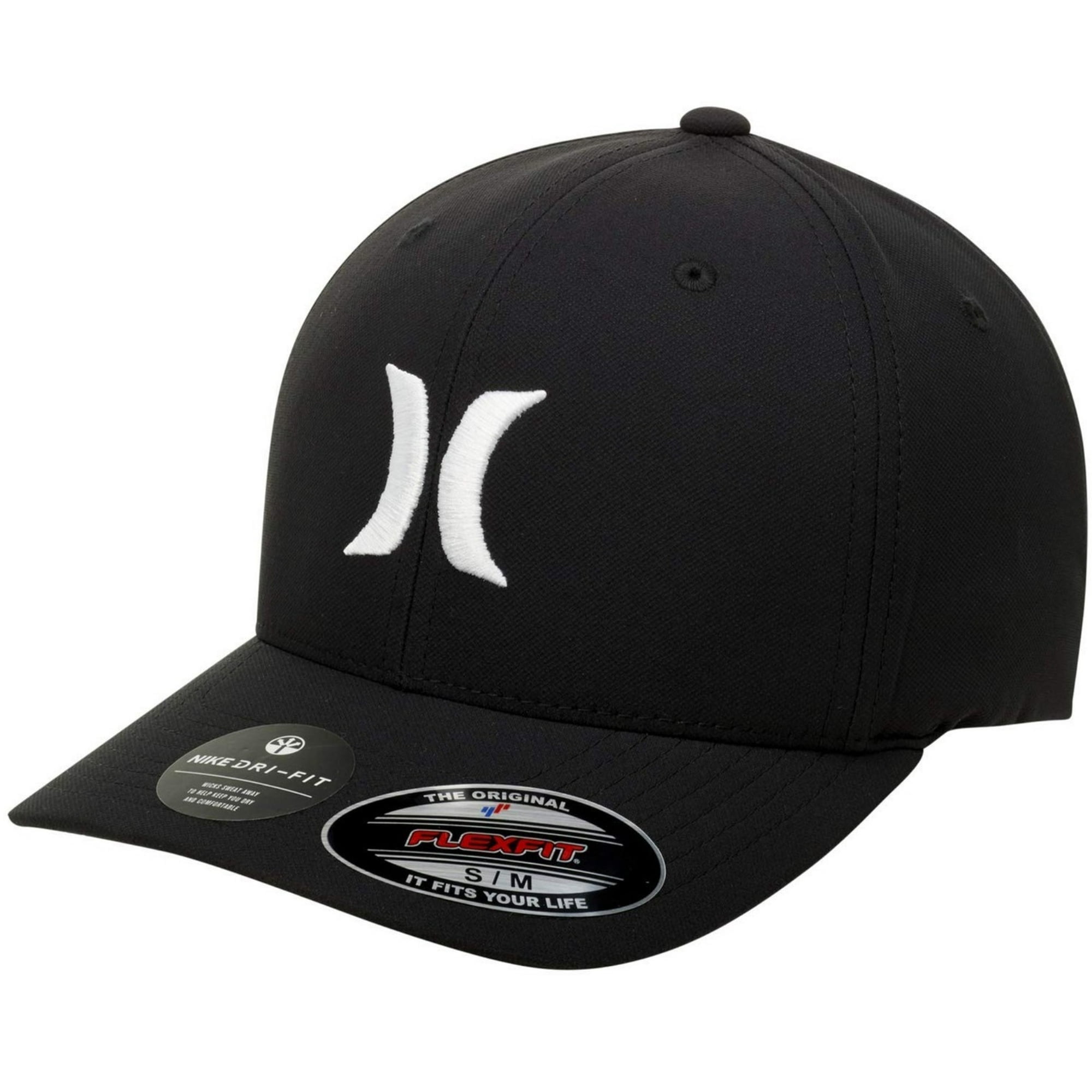 Hurley Men's One and Only DRI-Fit Flex Fit Hat (S/M, Black/White)