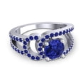 thumbnail image 3 of 2.50 Carat Round Shape Blue Sapphire Gemstone Fancy Ring for Birthday Gift 14K White Gold Size 9.5 by Diamond-Capitals, 3 of 8