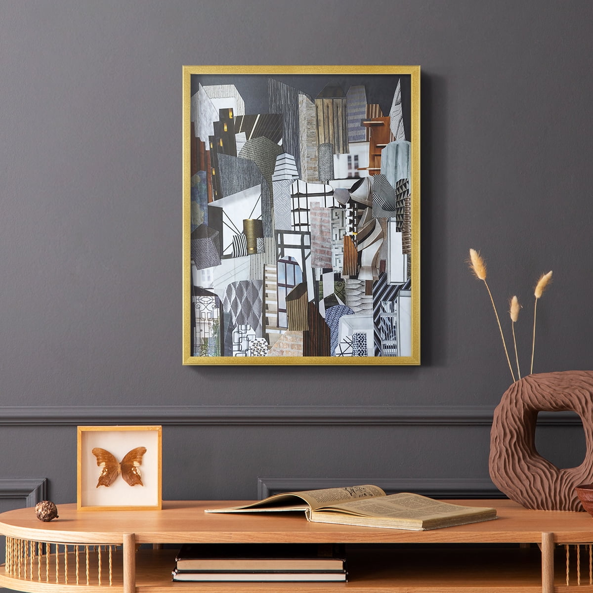 Western Metropolis Framed Print in Gold Solid Wood 8 x 10 Framed Print