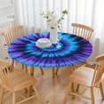 thumbnail image 3 of Blue Purple Tie Dye Mandala Pattern Round Fitted Tablecloth with Elastic Edge,Dining Table Cover Waterproof,Outdoor Round Tablecloth for Camping,Dining,Indoor and Outdoor, 3 of 7