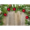 thumbnail image 3 of GreenDecor 7x5ft Photography Backdrop Christmas Balls Green Matsugae Pine Cone Snow Vintage Wood Floor Xmas Background Baby Kids Adults Photo Studio Props, 3 of 5