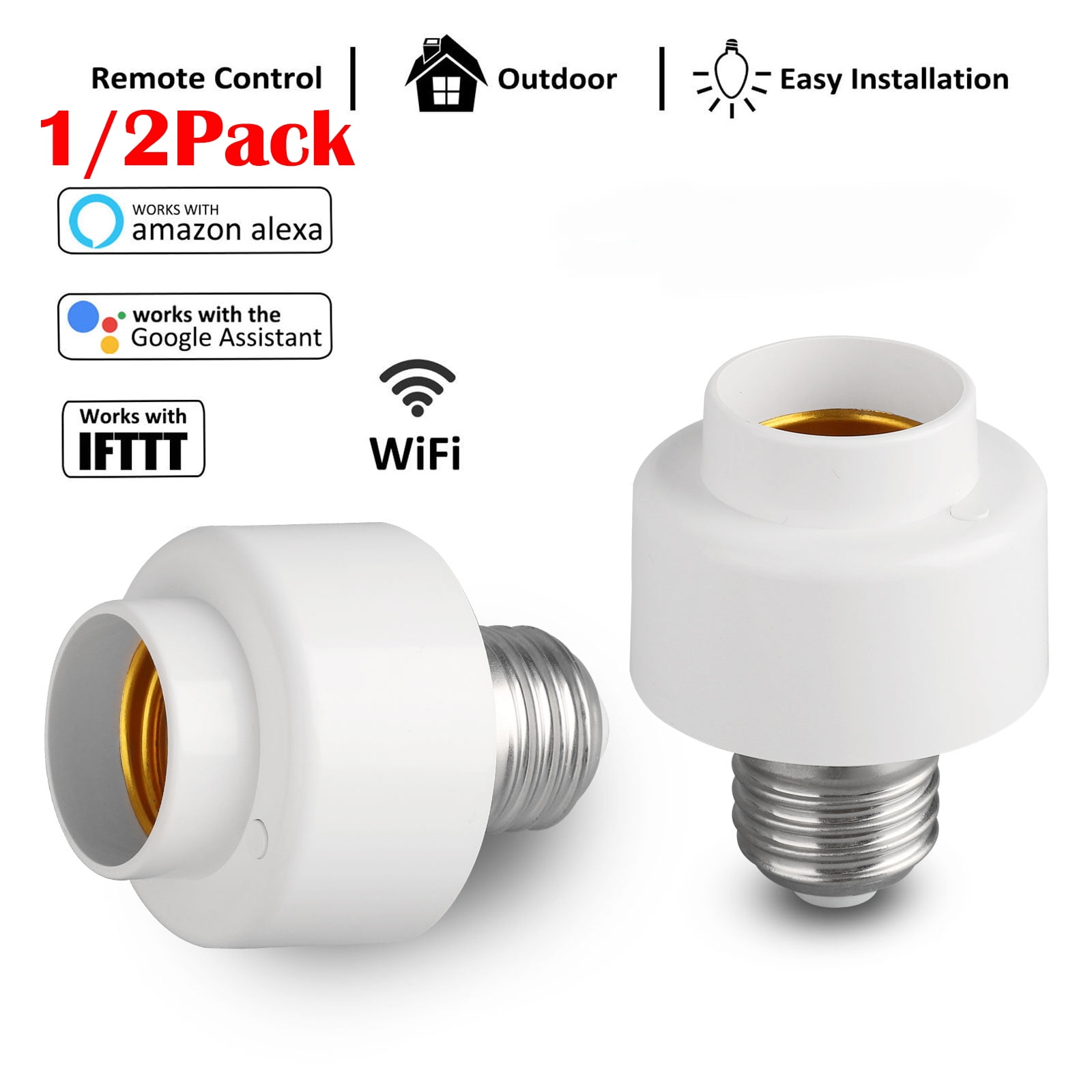 Eeekit 2 1pcs Smart Wifi Bulb Socket Light Base Adapter E27 E26 Lamp Holder Converter Wi Fi Led Bulbs Timer