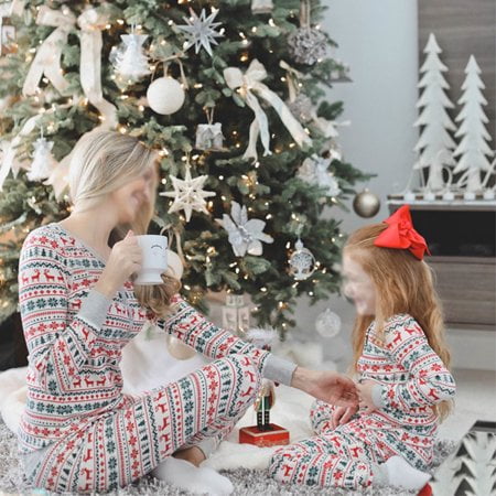 

Viworld Christmas Family Matching Pajamas Set Mother Father Kids Baby Elk Print Sleepwear Clothes