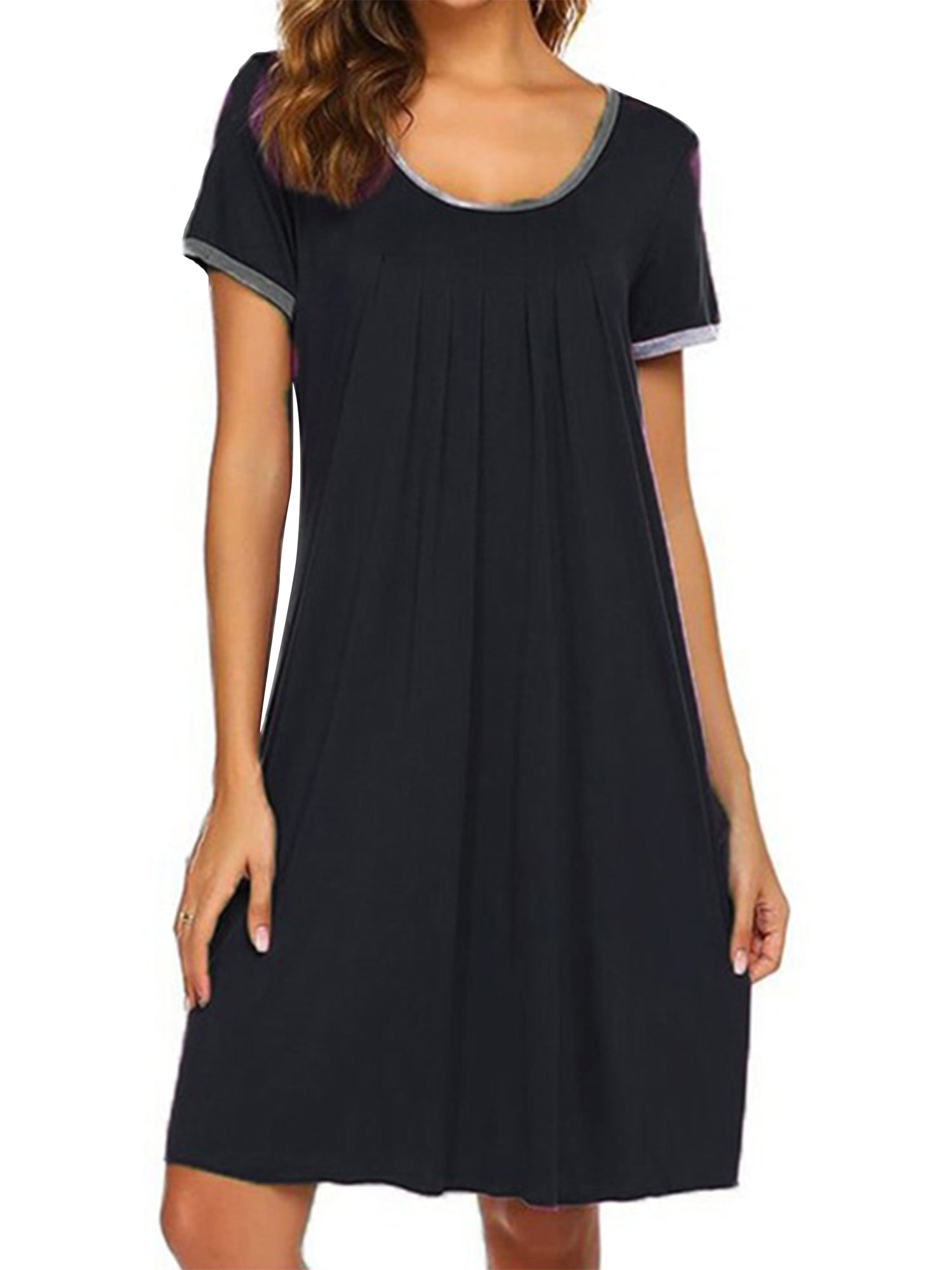 Xpenyo Women's Nightdress Ruffled Sleeve Nightgown Scoop Neck Sleepwear Pajama Dress