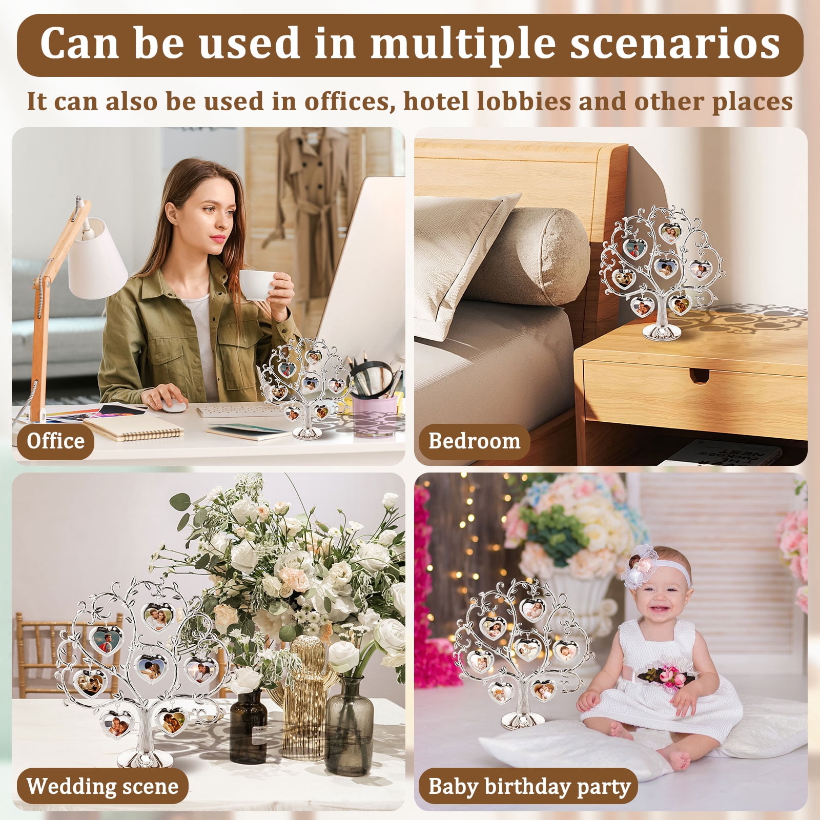Keyohome Photo Frame Family Tree Metal Family Tree Photo Frame Tree Shape Display Rich Multi Picture Frame Tree Free Combination Photo Picture Tree Displays for Home Wedding Decor