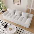 thumbnail image 3 of Muumblus 71" Corduroy Boneless Sofa, Removable Cushions, Modern Upholstered Deep Seat Sofa for Apt., White, 3 of 5