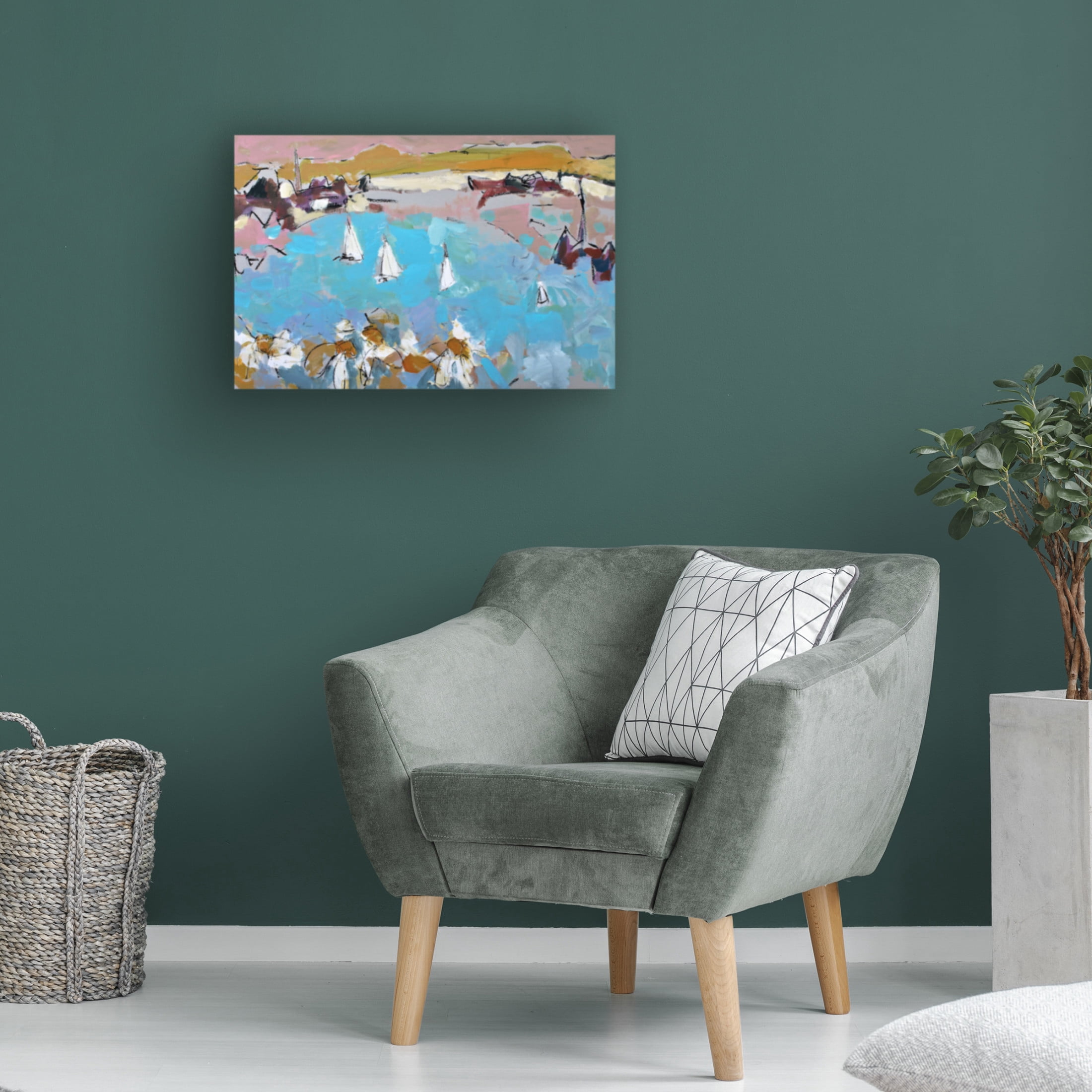 Canvas Wall Art - Per Anders 'Daisies and Sails' Wall Art for Living Room, Bedroom, or Office Décor by Trademark Fine Art - 47 x 30 Inches