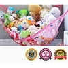 miniowls pink storage hammock xl toy organizer (also comes in white) quality de-cluttering solution & inexpensive idea for every room at home or facility -3% is donated to breast cancer foundation