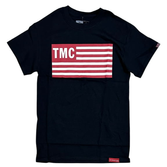 The Marathon Clothing Men's T-Shirt Limited Edition TMC Flag Short Sleeve Tee (Small, Black)