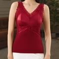 thumbnail image 4 of MOJOGO Women's Lace Undershrts Built-in Bra Cami Tops V-Neck Sleeveless Tank Top for Spring Fall Red XL, 4 of 8