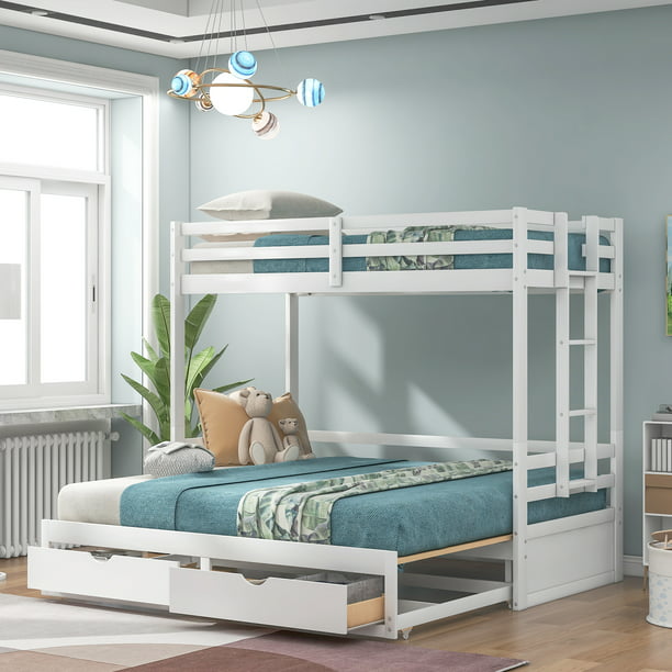 King Bunk Bed With Two Drawers, Full Over King Size Bunk Bed