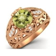 thumbnail image 2 of 1.45 Ctw Round Lemon Quartz Antique Filigree Design 925 Sterling Silver Rose Vermeil Women Valentines Day Gifts Ring, 2 of 3