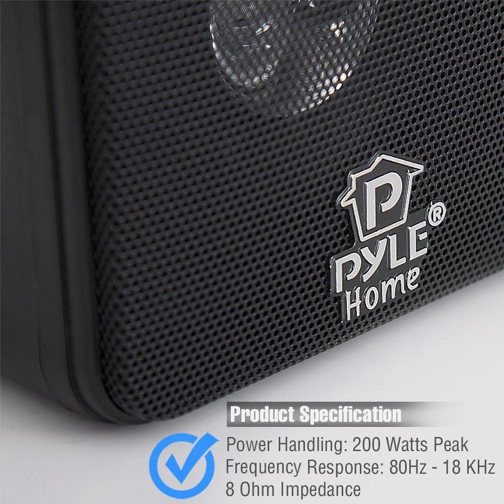 Pyle Home 4 Mini Cube Bookshelf Speakers-Paper Cone Driver, 200 Watt Power, 8 Ohm Impedance, Video Shielding, Home Theater Application and Audio Stereo Surround Sound System - 1 Pair -PCB4BK (Black) - image 5 of 6