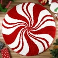 thumbnail image 6 of Christmas Snowflake Rug, Plush Faux Wool Round Floor Mat with Non-Slip Backing, Soft Holiday Decorative Accent for Living Room, Bedroom, and Kitchen C, 6 of 8