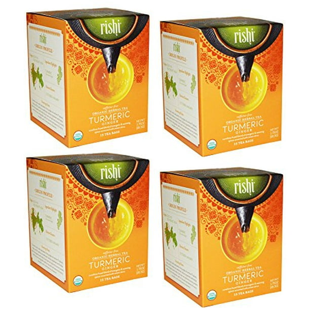 Rishi Tea Organic Herbal Tea CaffeineFree Turmeric Ginger 15 bags