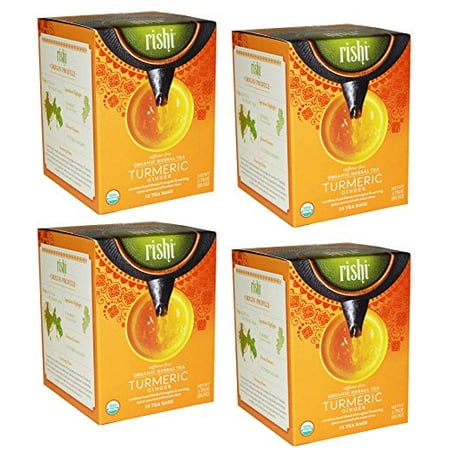 Rishi Tea Organic Herbal Tea Caffeine-Free Turmeric Ginger - 15 bags (Pack of