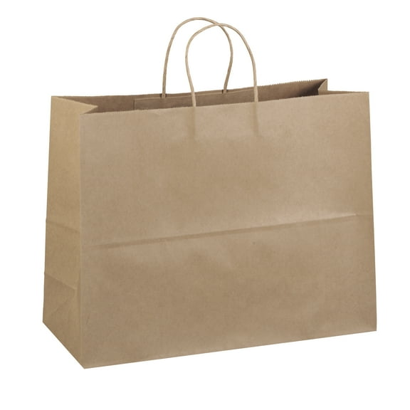 Flexicore Packaging® 16"x6"x12" - 25 pcs - Natural Brown Kraft Paper Bags, Shopping, Mechandise, Party, Gift Bags