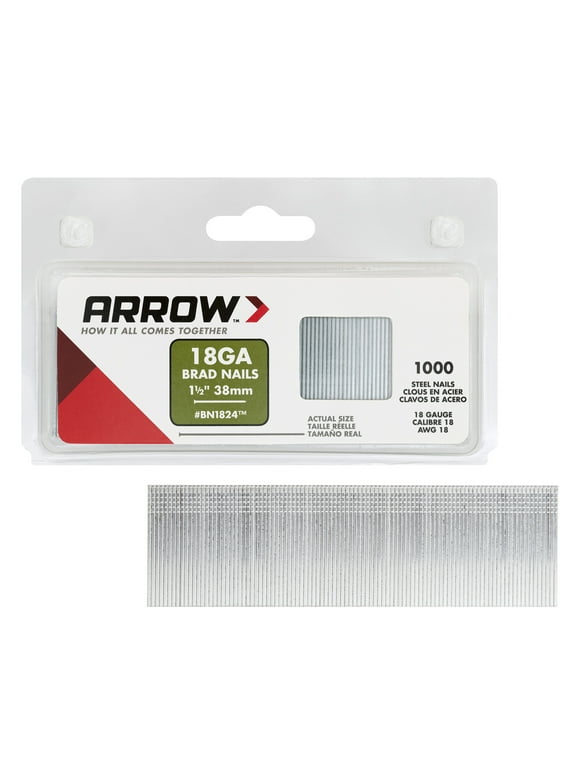 Arrow 1-1/2 inch Galvanized Steel Brad Nails - 1000 Count, New