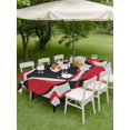 thumbnail image 4 of Outdoor Tablecloth with Umbrella Hole for Patio/Picnic/Party/Camping, Red Geometric Waterproof Table Cloth Rectangle Table Cover Washable, Modern Abstract Lines Textured (60"x 120"), 4 of 8
