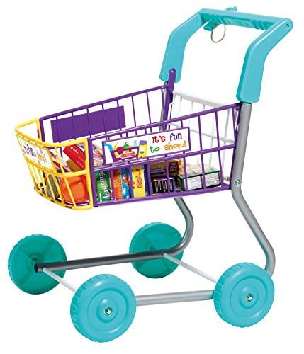 Mini Kids Supermarket Shopping Basket Kid Roll Play Desk Decor Toy Collect Fun 