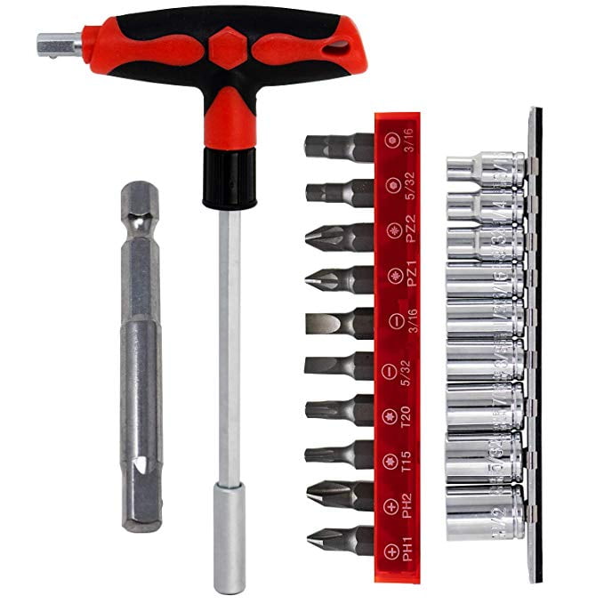 Toolman 21pcs THandle Bit & Sockets set Multi bits Hex socket wrench