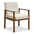 thumbnail image 1 of Costway Chaise d'Appoint Moderne Fauteuil en Tissu de Lin Rembourré avec Pieds en Bois Massif, 1 of 8