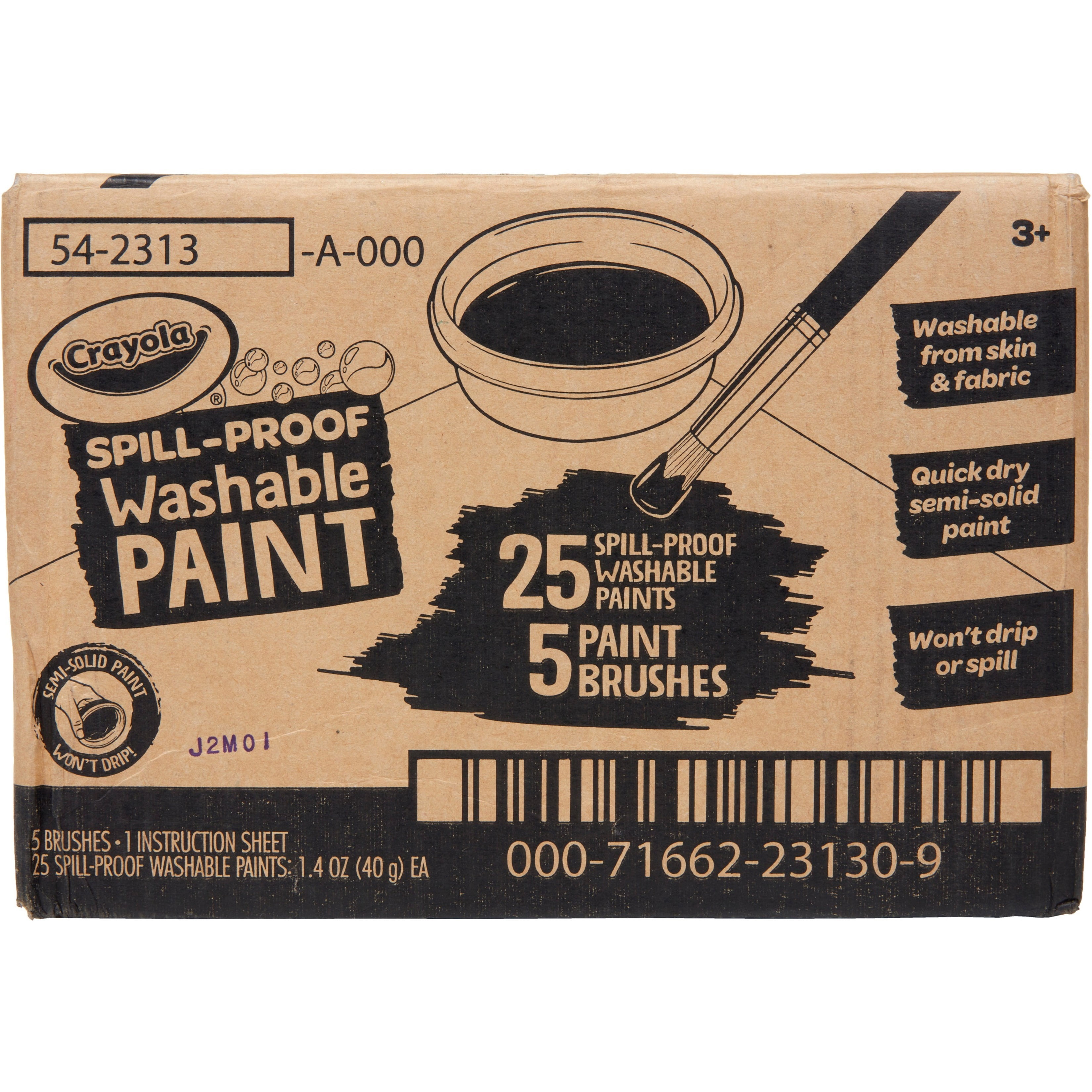 Crayola Spill Proof Washable Paints, 40mg, Assorted, 25 Jars