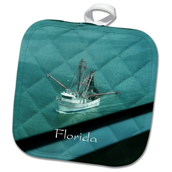 3dRose, Image of Shrimp Boat At Cape Canaveral Port, 8x8 Potholder