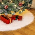 thumbnail image 2 of 30'' Christmas Tree Skirt Plush Faux Fur Mat Home Xmas Floor Cover Ornament Deco, 2 of 10