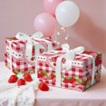 thumbnail image 2 of Strawberry 1st Birthday Wrapping Paper Roll for Baby Girl, Red White Strawberry Lace, Sweet One Design, for Baby Shower, Valentines, Mini Roll 17 in x 16.4 Ft, 2 of 14