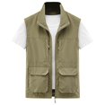 thumbnail image 5 of Bcfgryg Men's Jacket Vest Overalls Vest M Ulti Pocket Outdoor Casual Solid Color Simple Slim Stand C Ollar Comfortable Vest for Men, 5 of 5