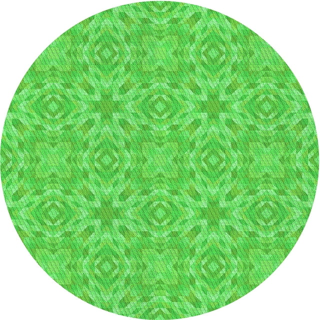 Ahgly Company Tapis Rond Lavable en Machine Intérieur Transitionnel Vert Lime, 4 Pieds Rond