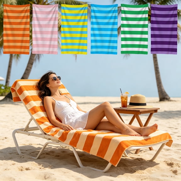 Stripe Quick Dry Beach Towel 59x30 In Sand Free Microfiber Beach Towel Soft Absorbent Large Lightweight Travel Towel For Adult Beach Pool Outdoor Vacation Daily Use Orange
