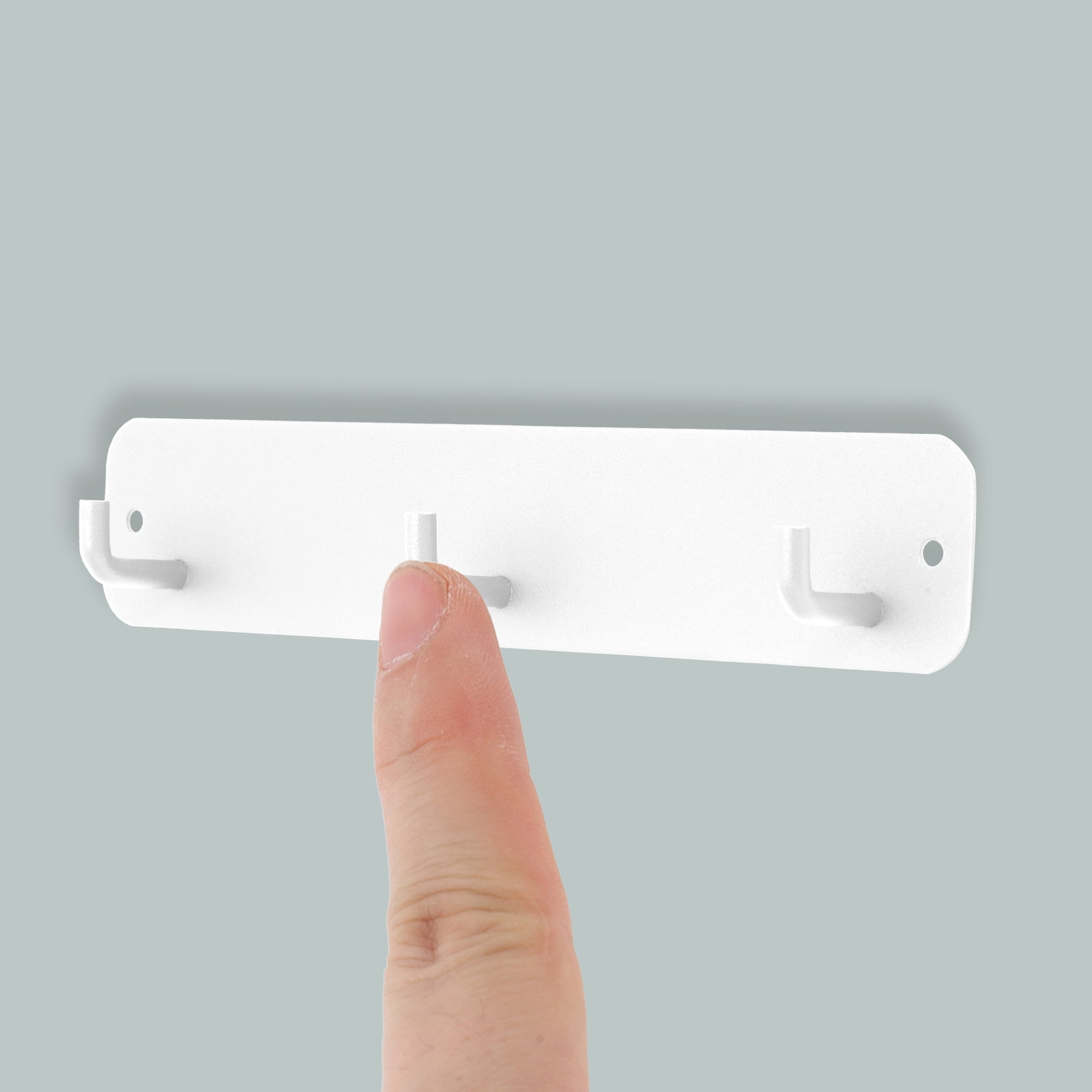 Unique Bargains Coat Rack Wall Mount Hooks for Hanging White 7.87"x1.57"x0.12" 2 Pcs