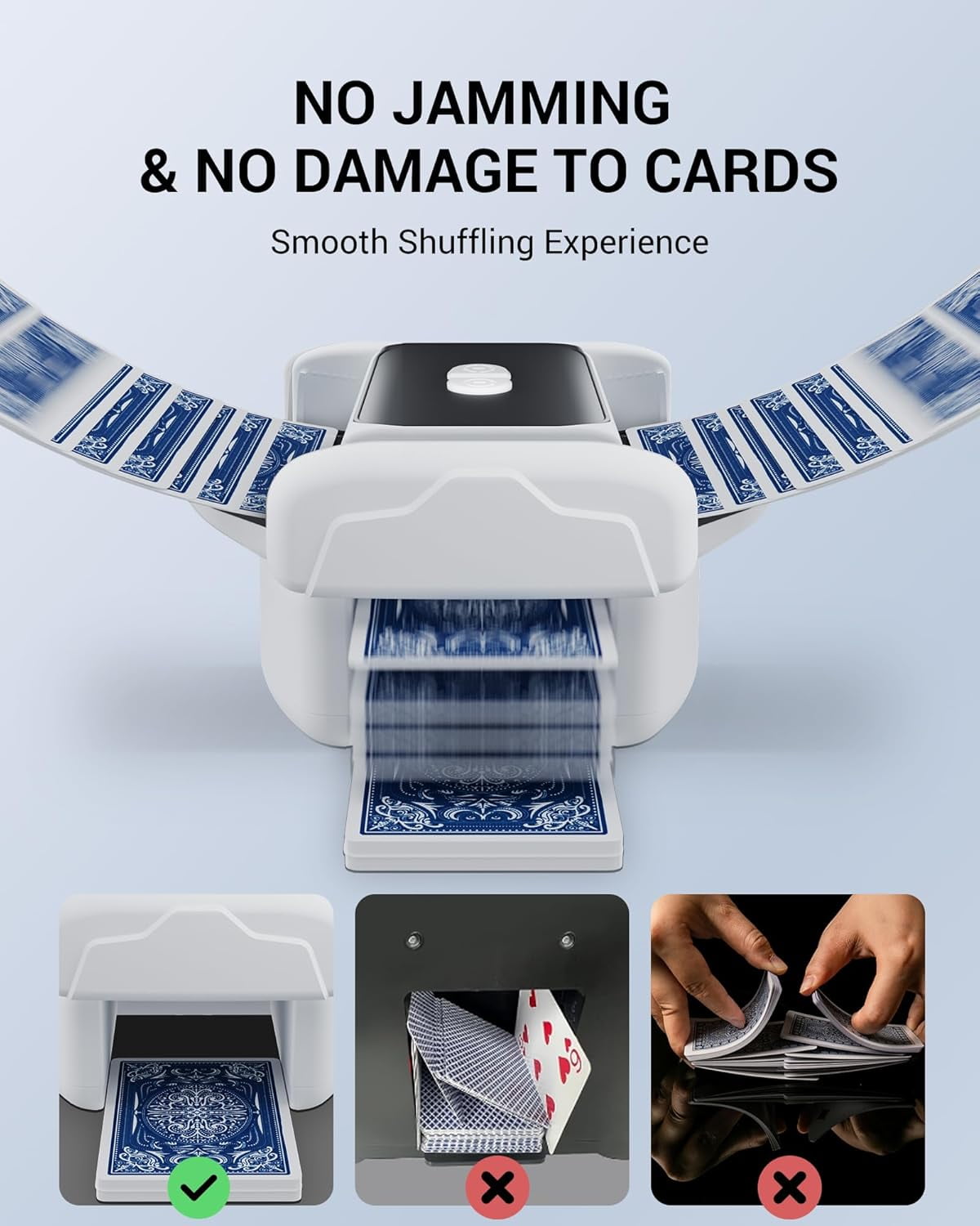Portable Card Machine Vikye Rechargeable Automatic Card Shuffler  Shuffle  Hands-Free In Seconds, Perfect For Game Nights Quiet Electric Card Shuffler