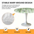 thumbnail image 2 of Elastic Fitted Round Tablecloth, Spring Plants Waterproof Stretch Table Cover for 36"-44" Tables, Watercolor Birds Leaves Flowers Green Plaid Washable Outdoor Tablecloths for Patio, Picnic, Camping, 2 of 9