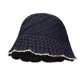 thumbnail image 4 of Sombrero de pescador tejido a mano para mujer, elegante sombrero para el sol, ideal como regalo de cumpleaños o para viajar por la calle. Negro, 4 of 9