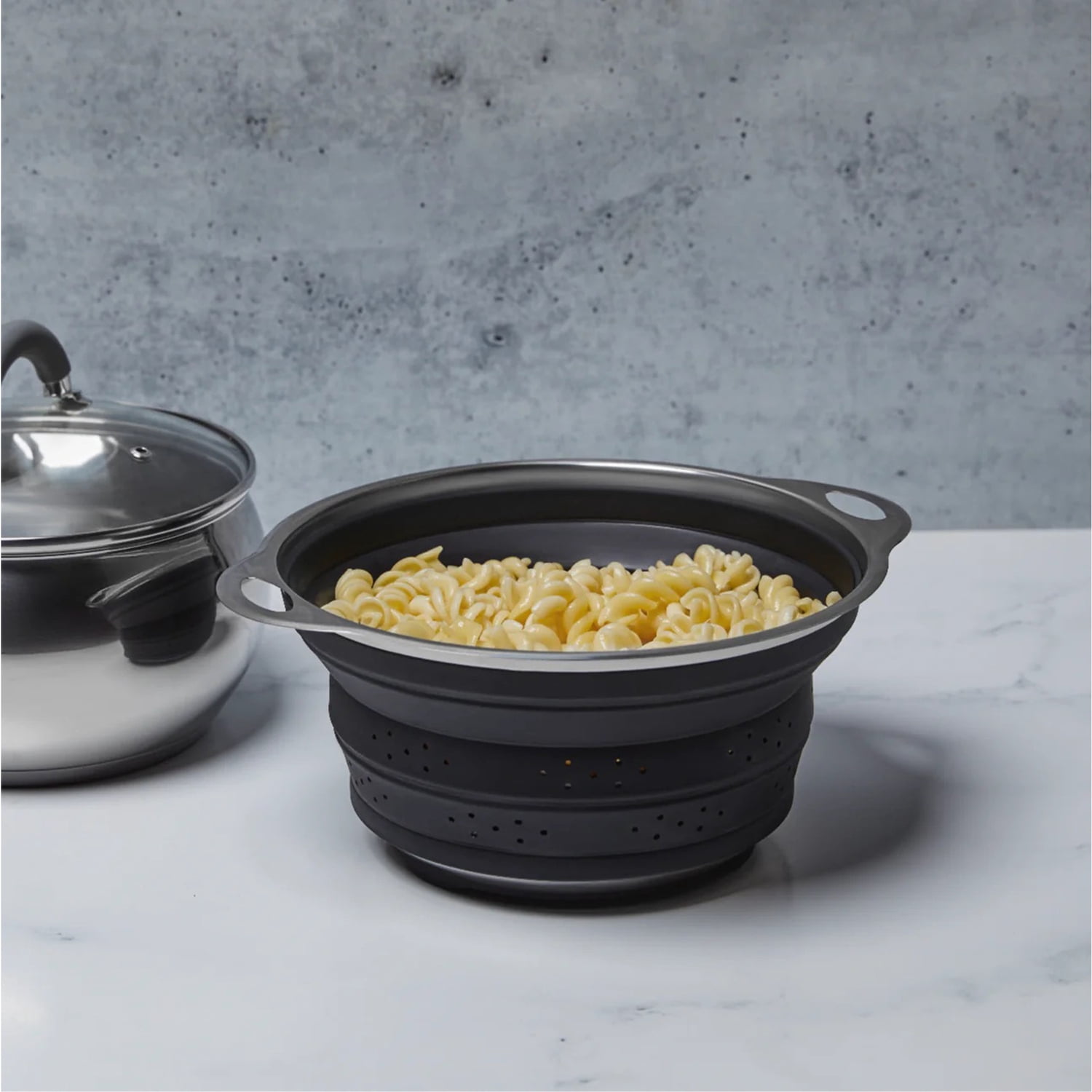 Better Houseware Silicone Collapsible Colander, Black, 733