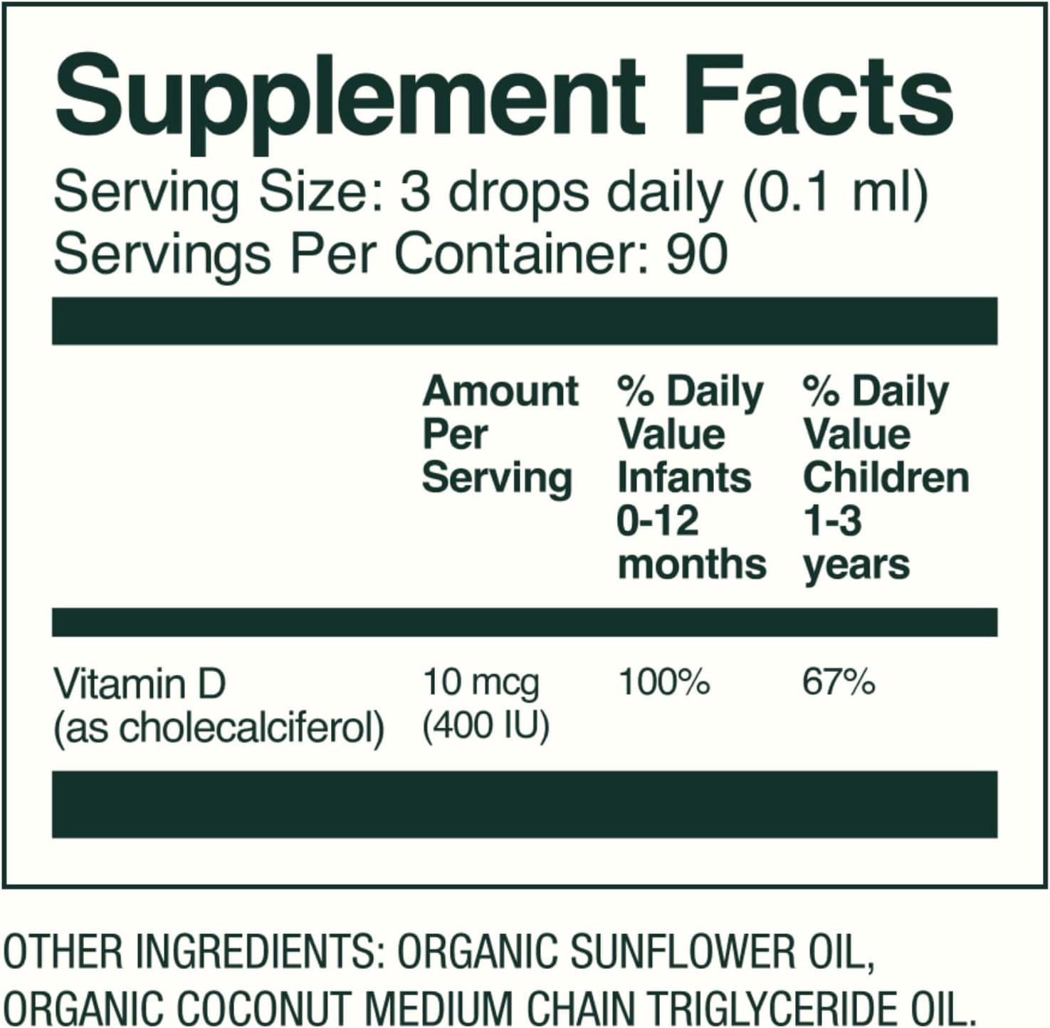 Bobbie Organic Infant Vitamin D Drops, Daily Dietary Supplement for Babies, Immune System and Healthy Development Support, Certified USDA Organic, 0.3 fl oz