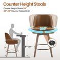 thumbnail image 5 of WOOW DEPOT 26" Swivel Bar Stools Large Seat Set of 1, Upholstered PU Leather w/ Mid-Back Wood Legs, Modern Armless Island Counter Barstools Kitchen Pub Chair, Brown, 5 of 12