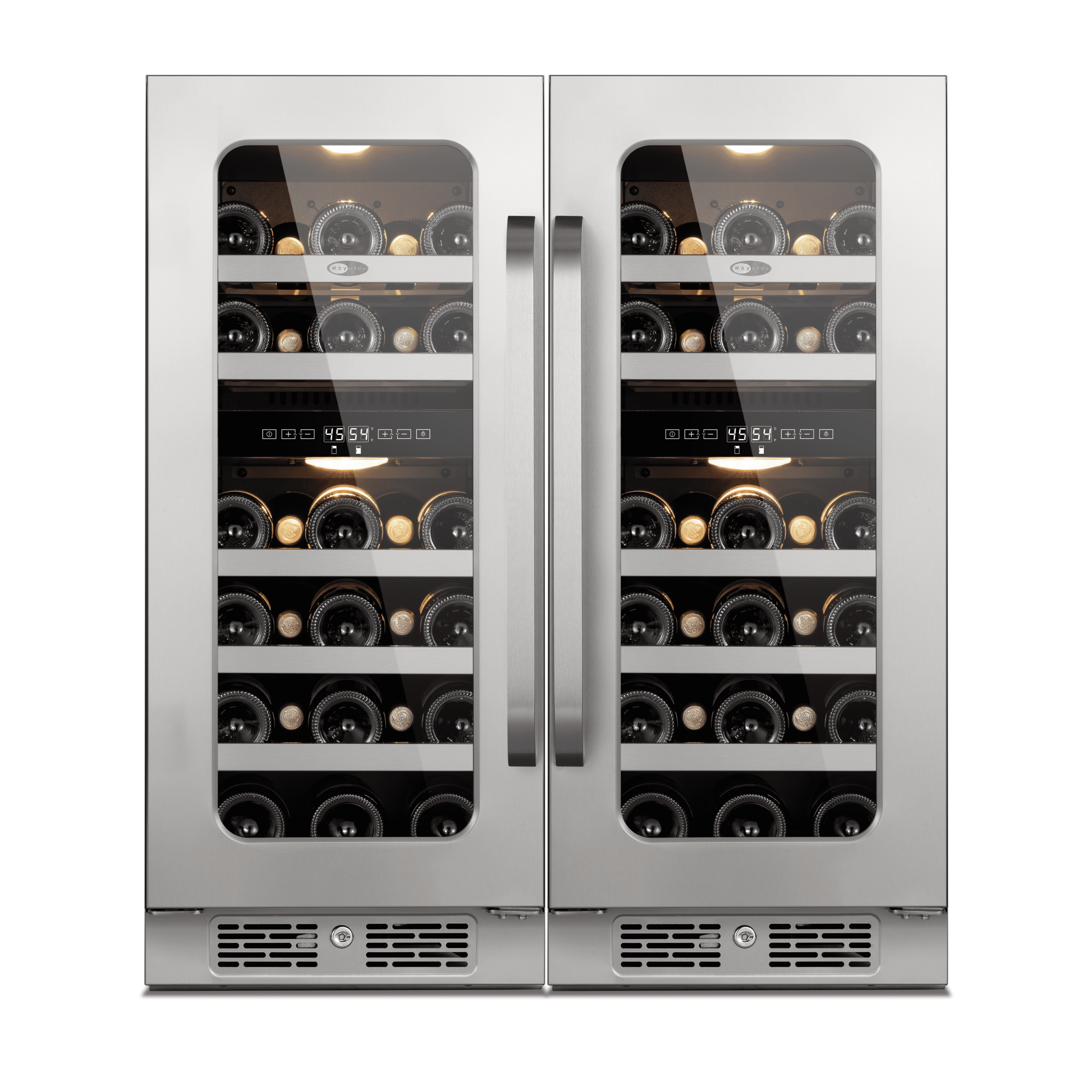 Whynter 30 Inch Dual Zone 58 Bottle Wine Fridge Cooler -Dual Zone 2 Pack Wine Fridge with Glass Door, Small Wine Refrigerator with 3 LED Light Built-in for Home Bar Kitchen