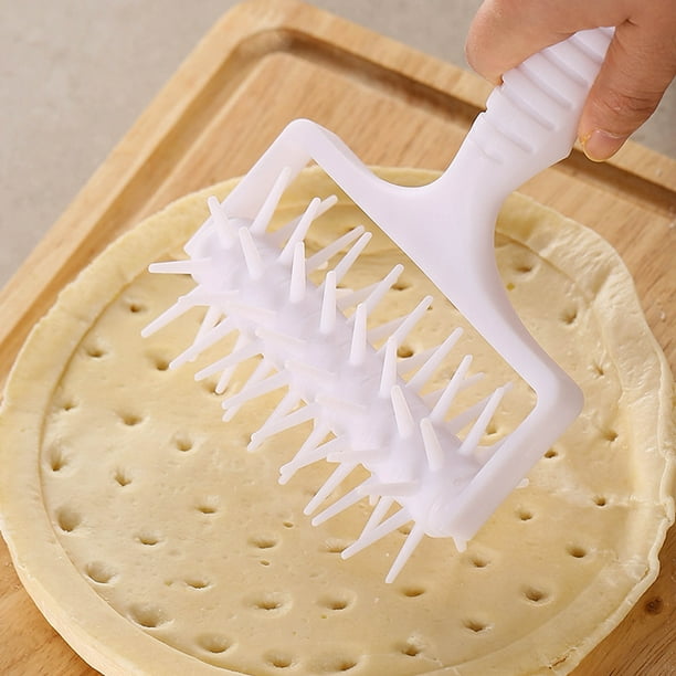 Rodillo de aguja para pizza | Rodillo de masa de plástico multifuncional con orificios de presión | Mango antideslizante | Textura uniforme para hornear pizzas | Herramienta de cocina compacta para