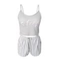 thumbnail image 4 of PEASKJP Pajamas for Women Set Plus Size Womens Tank Top Pajamas Set Short Sleeve Sleepwear Soft Pj Lounge Sets (Grey,XXL), 4 of 5