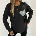 thumbnail image 6 of Weiqiqre Fall Sweaters for Women Heart Sweater Crew Neck Casual Long Sleeve Loose fit Love Print Ribbed Knit Sweaters Pullover Top, 6 of 7