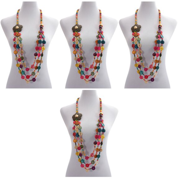 MLINS 4pcs Shell Bead Necklace Bohemia Style Necklace Colorful Bead Chain Necklace Travel Beach Necklace Jewelry