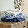 thumbnail image 6 of Cozy Comfort Cooling Cotton Waffle Breathable Rayon Derived from Bamboo Queen Blanket,Navy,90x90 inches, 6 of 7