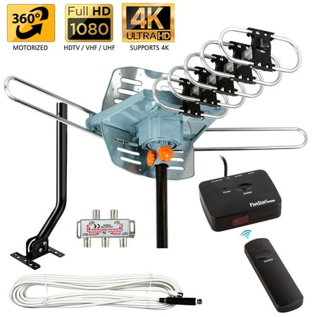 Five Star TV Antenna Outdoor 150 miles 360 Degree Rotation UHF VHF with Pole & Remote Control Support 5 TVs - image 8