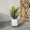 thumbnail image 2 of Raya White Mid-Century Modern Indoor Metal Pot Planter with 3-Leg Metal Base - 10.5" H x 8" W, 2 of 5