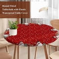 thumbnail image 4 of Red Christmas Round Tablecloth, Fitted Table Cover with Elastic for 45"-54" Round Tables, Winter Snowman Pine Tree Deer Snowflakes Table Cloth Outdoor Indoor Dinning Party Waterproof Tablecloths, 4 of 7